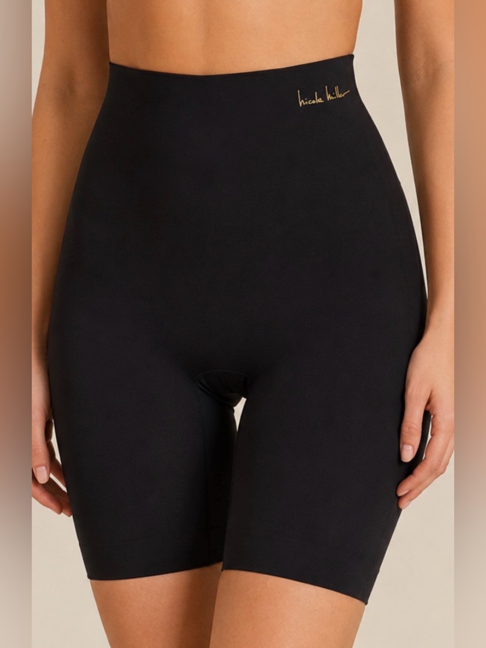 Nicole Miller New York High Waist Longline Shaping Shorts Black Size Medium